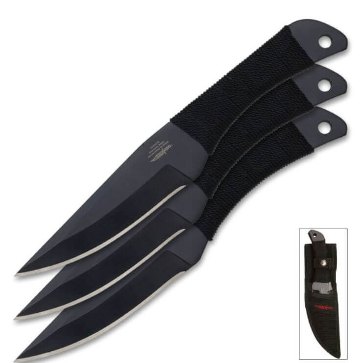 Pro Throwing Knives - 3pc Gil Hibben Tactical Black Professional Set w ...