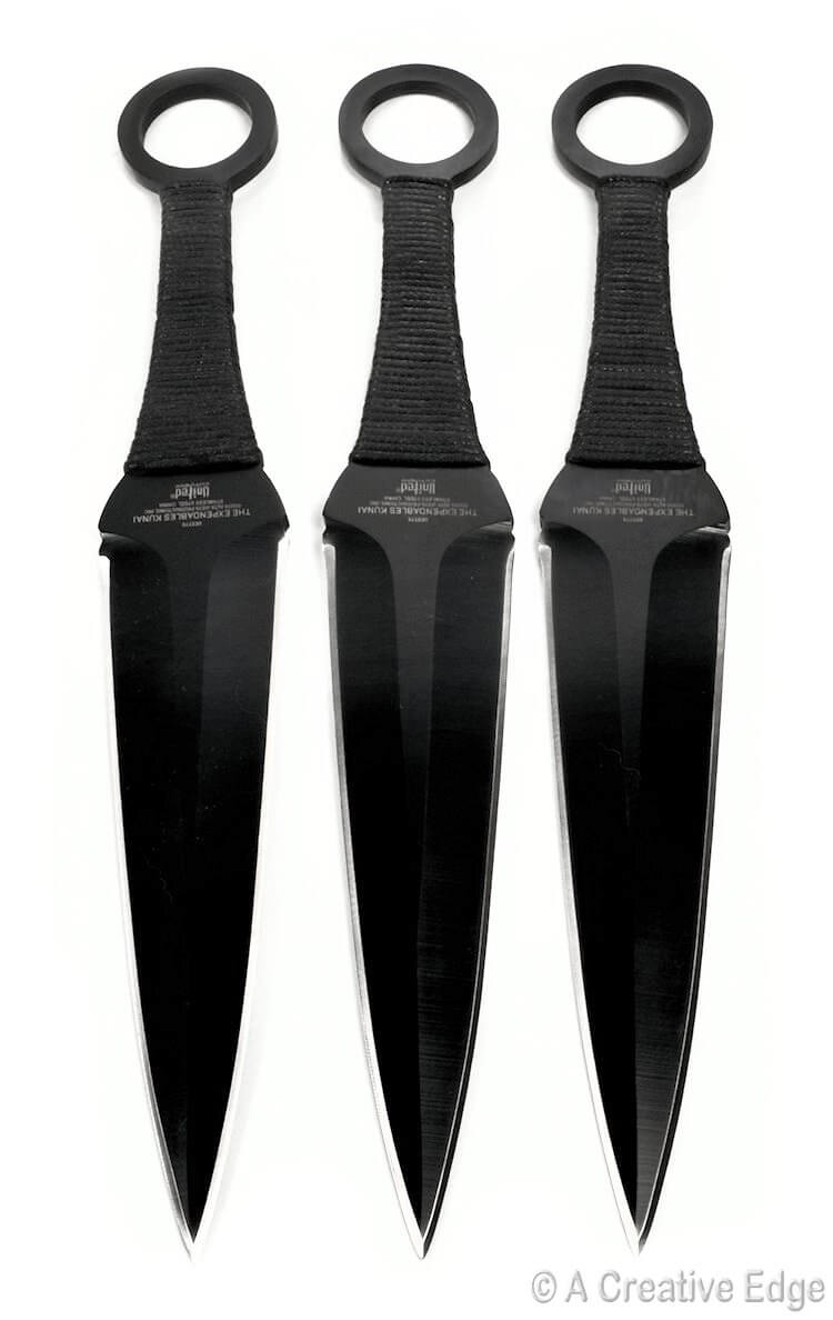 Expendables Large 12" Professional Tactical Black 3pc Throwing knife